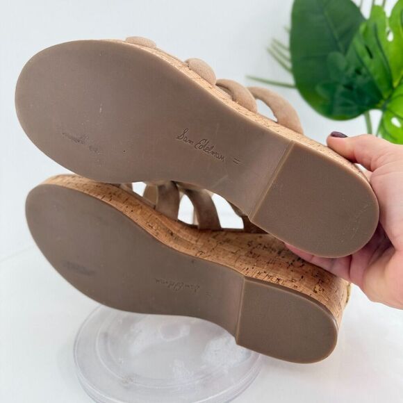 Sam Edelman Women's Yuki Sandals Size 11 Suede Strappy Cork Wedge Platform - Picture 12 of 14